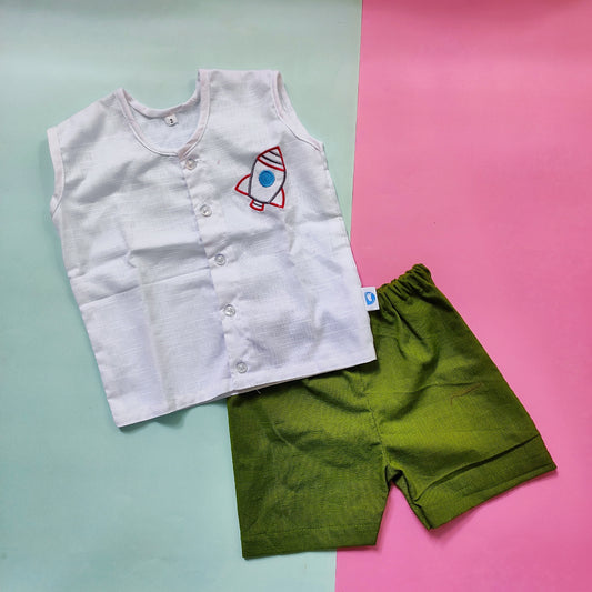 White Embroidery Set- Rocket