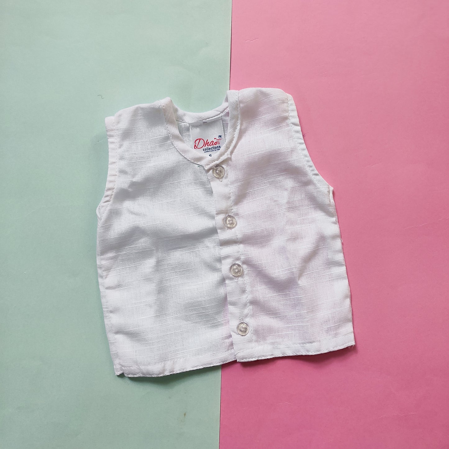Front Button Jhabla - White