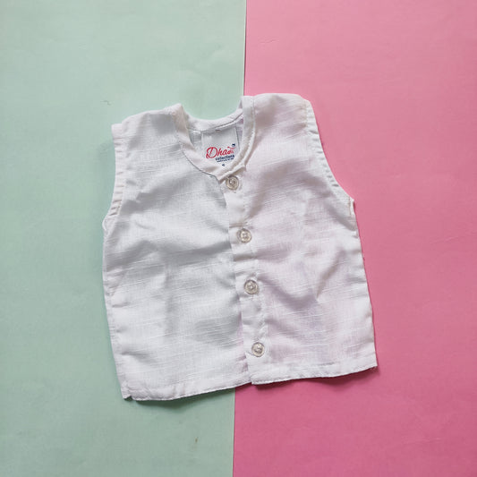 Front Button Jhabla - White