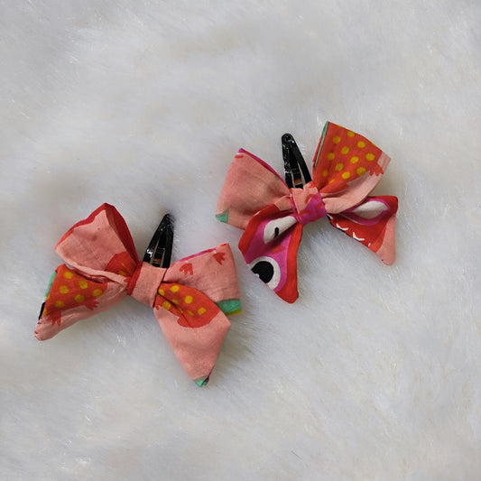 Bow Hair Clip - Orange Owl