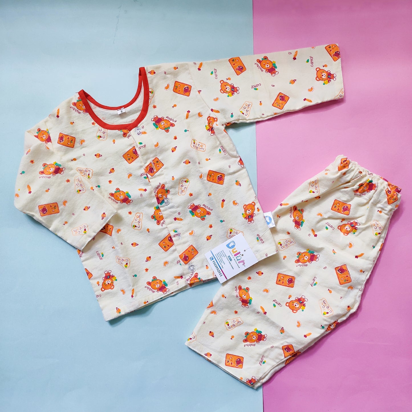 Cotswool Night Suit-Orange Rabbit