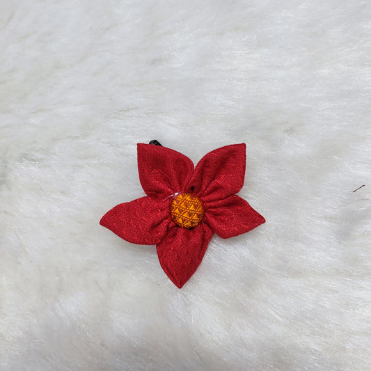 Khan Flower Hair Clip- Red