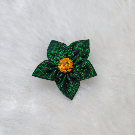 Khan Flower Hair Clip- Green