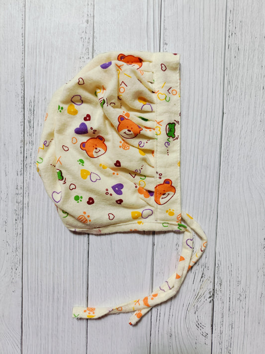 Flannel Bonnet Caps | Cream Bear love