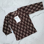 Cotton Short Kurta for Boys | Coffee Red Flower