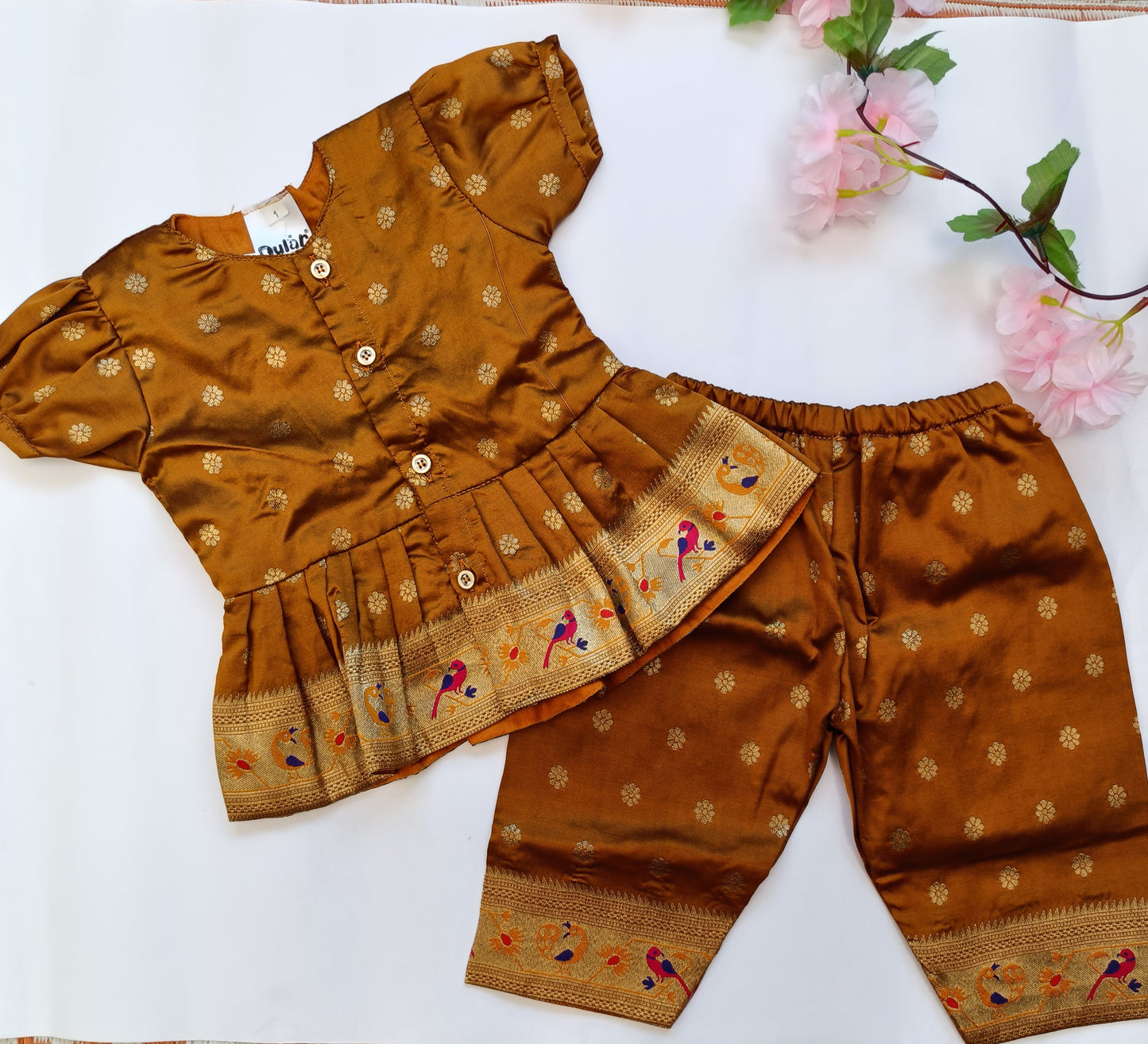 Paithani Co-Ord Set for Girls | Golden