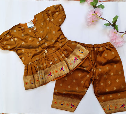 Paithani Co-Ord Set for Girls | Golden