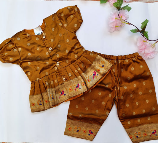 Paithani Co-Ord Set for Girls | Golden