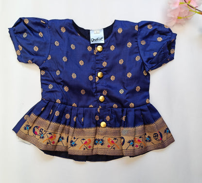 Paithani Co-Ord Set for Girls | Blue