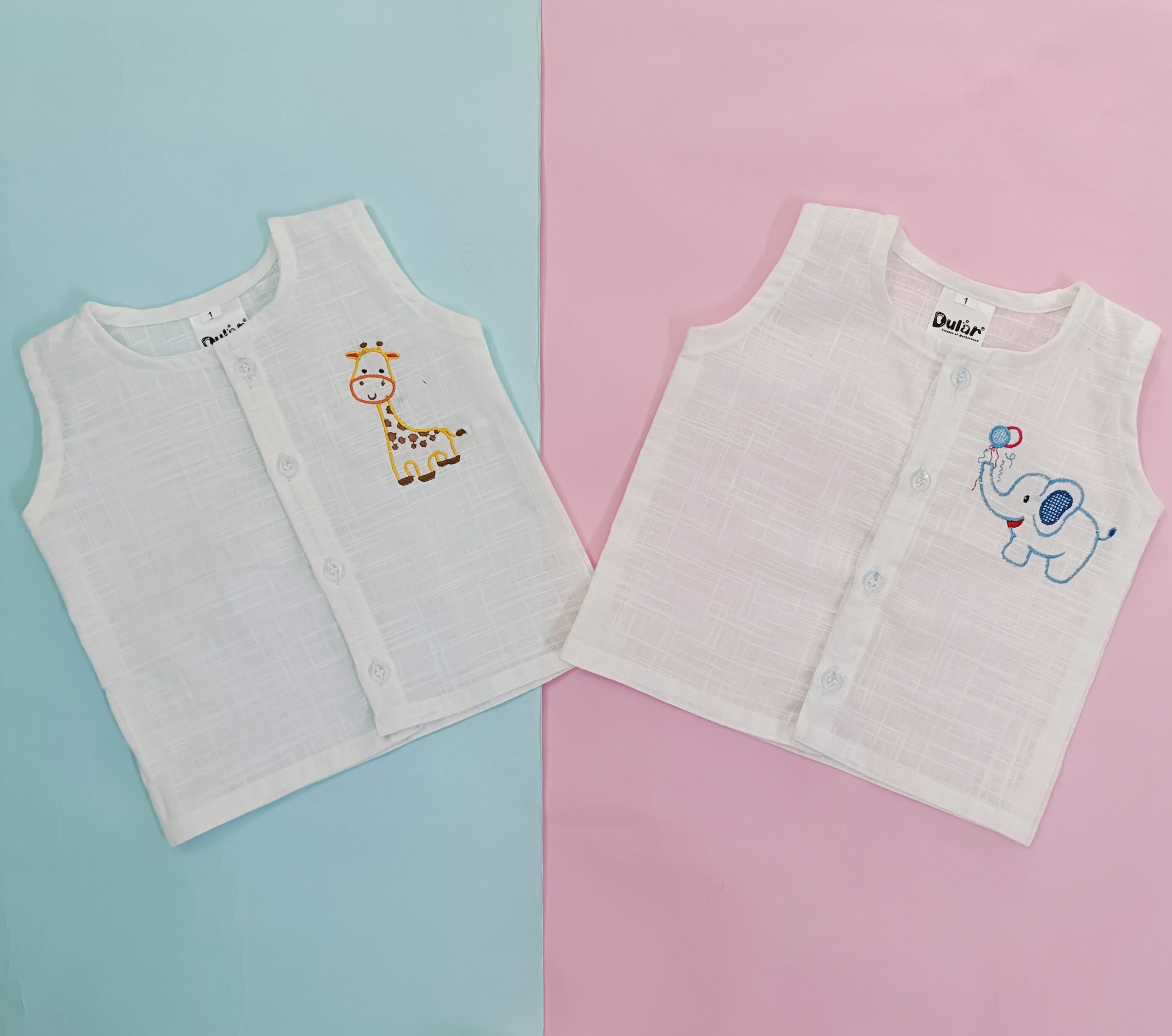 Embroidery Jhabla  - Giraffe & Elephant (Pack of 2)