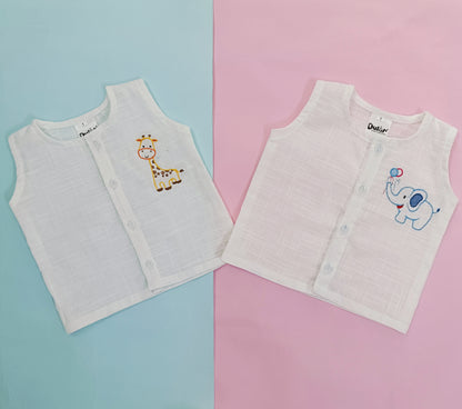 Embroidery Jhabla  - Giraffe & Elephant (Pack of 2)