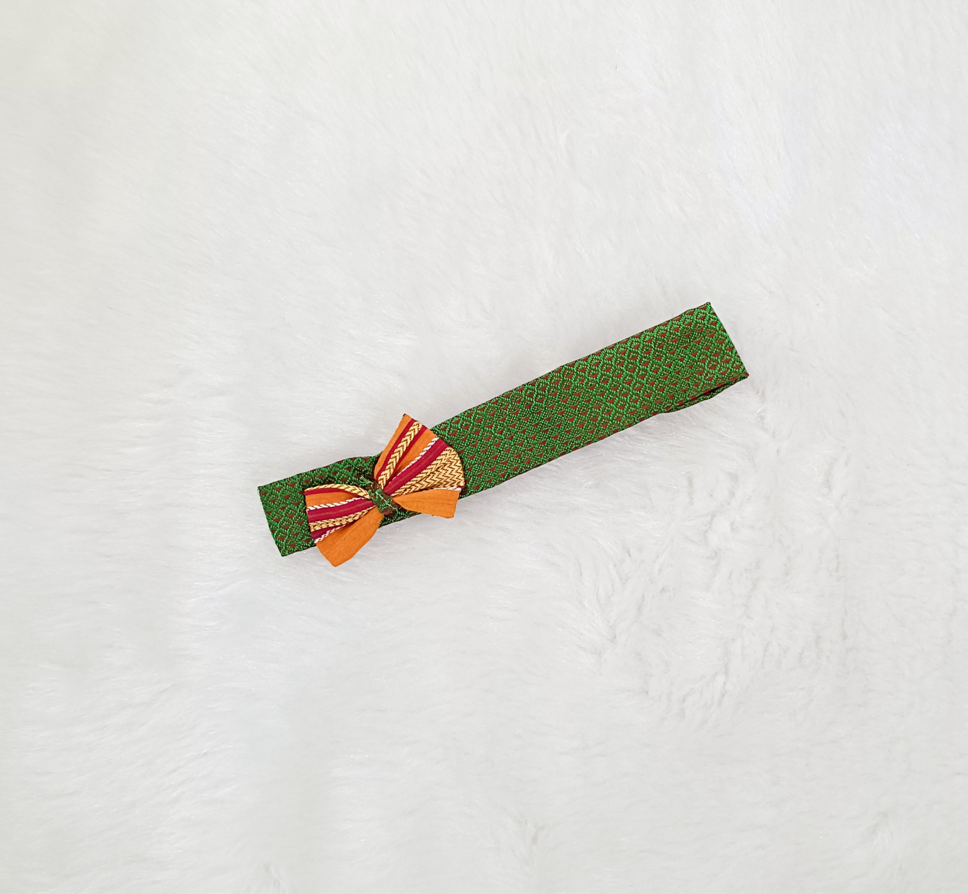 Khun Hair Band with contrast bow  - Parrot Green