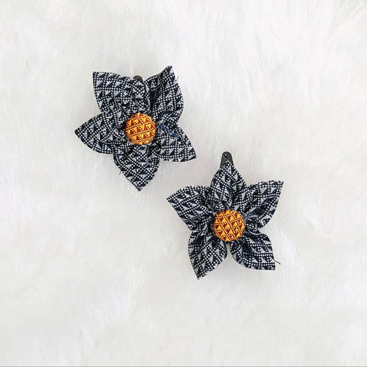 Khan Flower Hair Clip- Grey