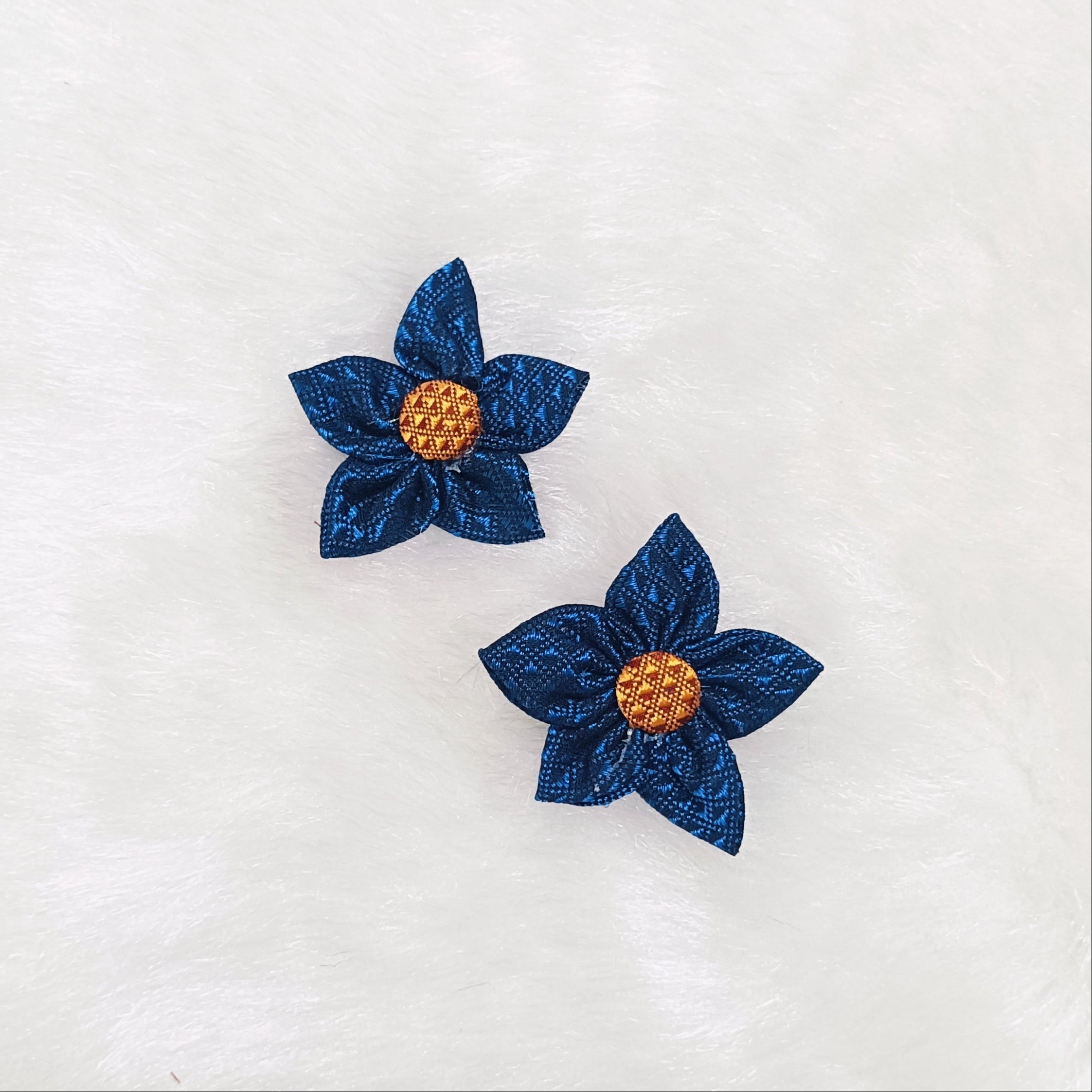 Khan Flower Hair Clip- Blue