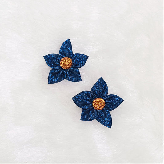 Khan Flower Hair Clip- Blue