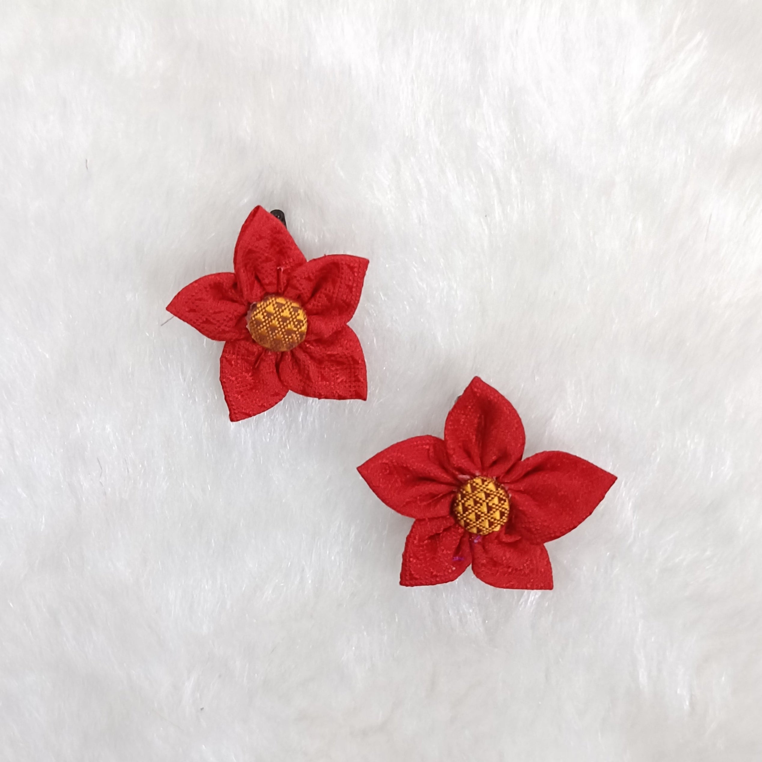 Khan Flower Hair Clip- Red