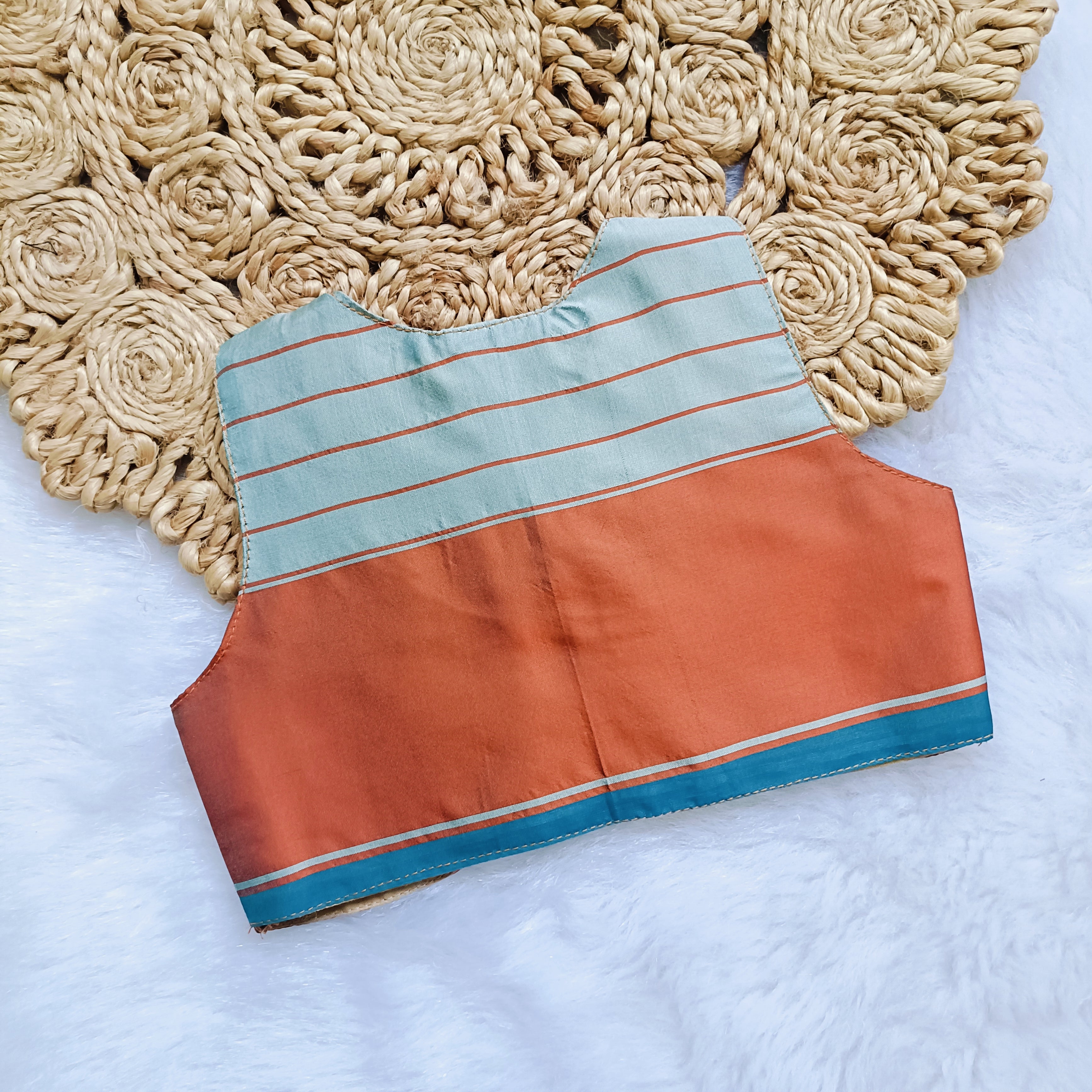 Ethnic dresses for baby girl | Kashida | Dark Green & Orange Kath & Assorted Base