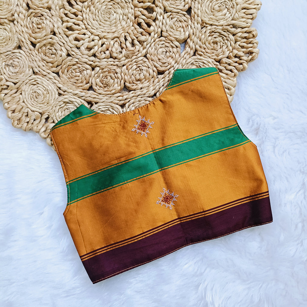 Ethnic dresses for baby girl | Kashida | Coffee Brown & Orange Zari & Kashida Base