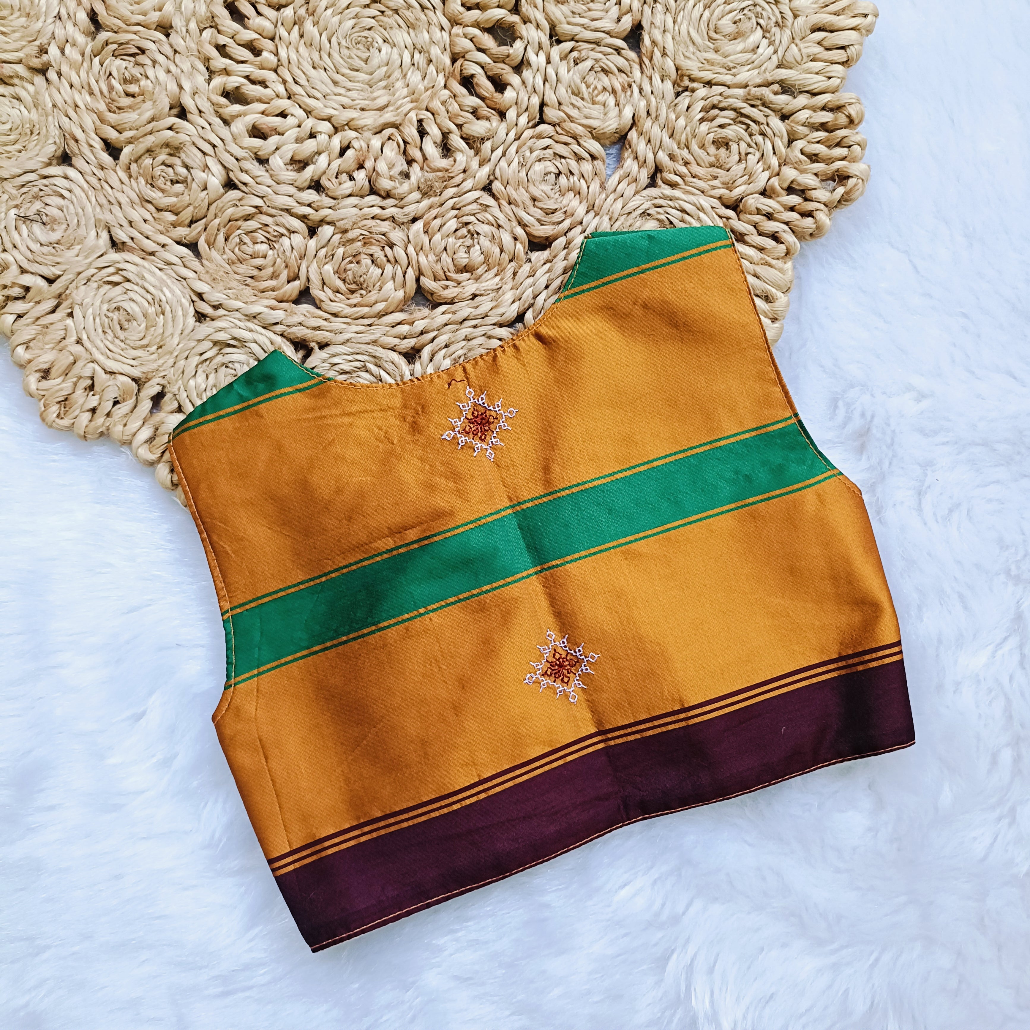 Ethnic dresses for baby girl | Kashida | Maroon & Orange Zari & Kashida Base