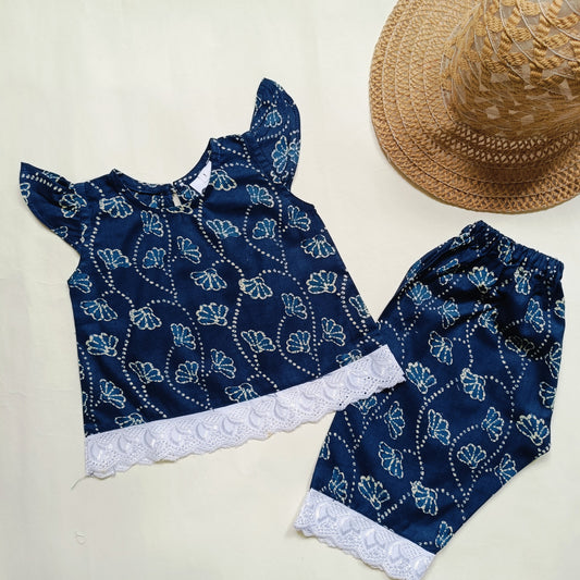 co ord set for Girls | Flower | Indigo