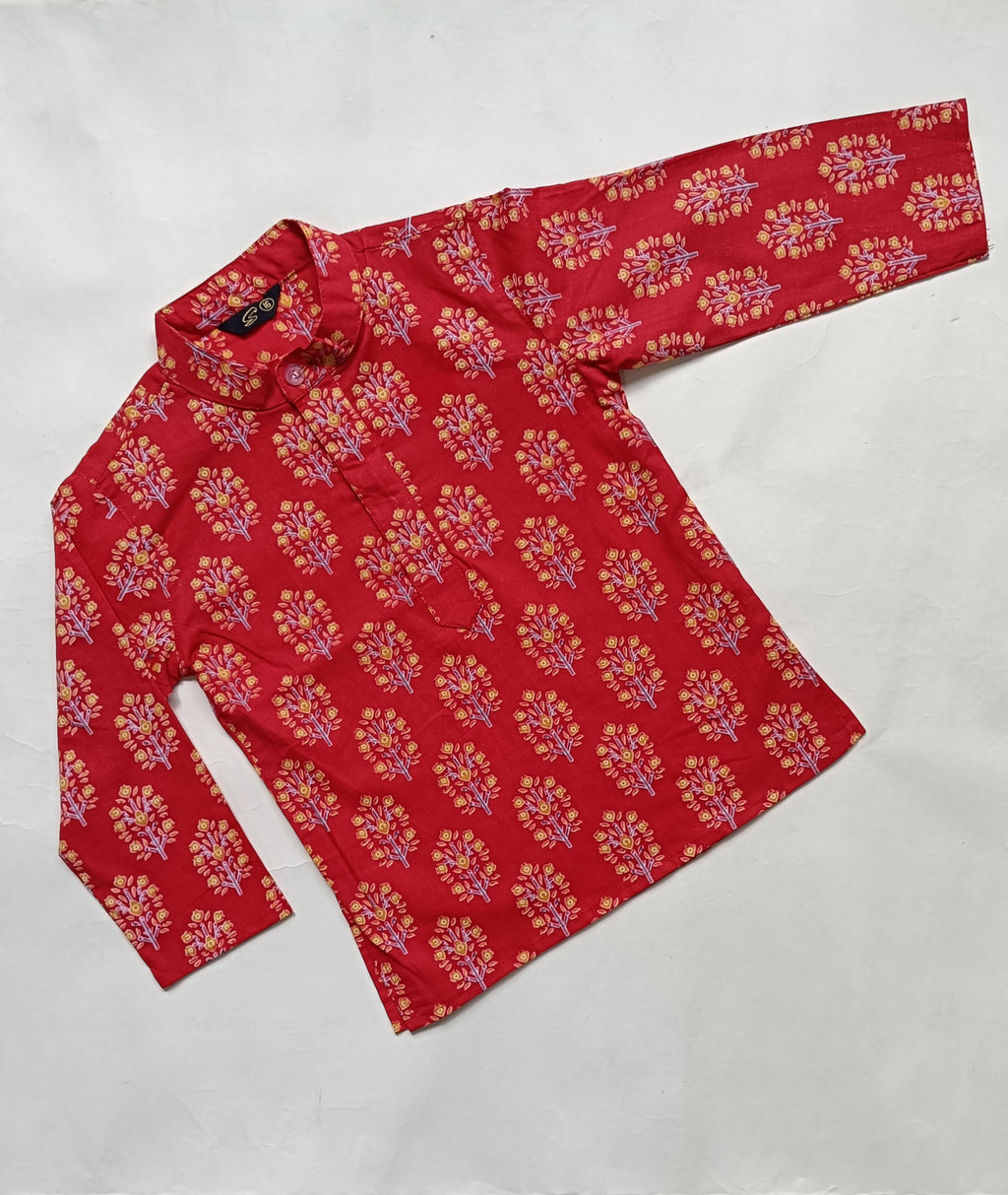 Kurta Pajama Set for Boys | Red Floral