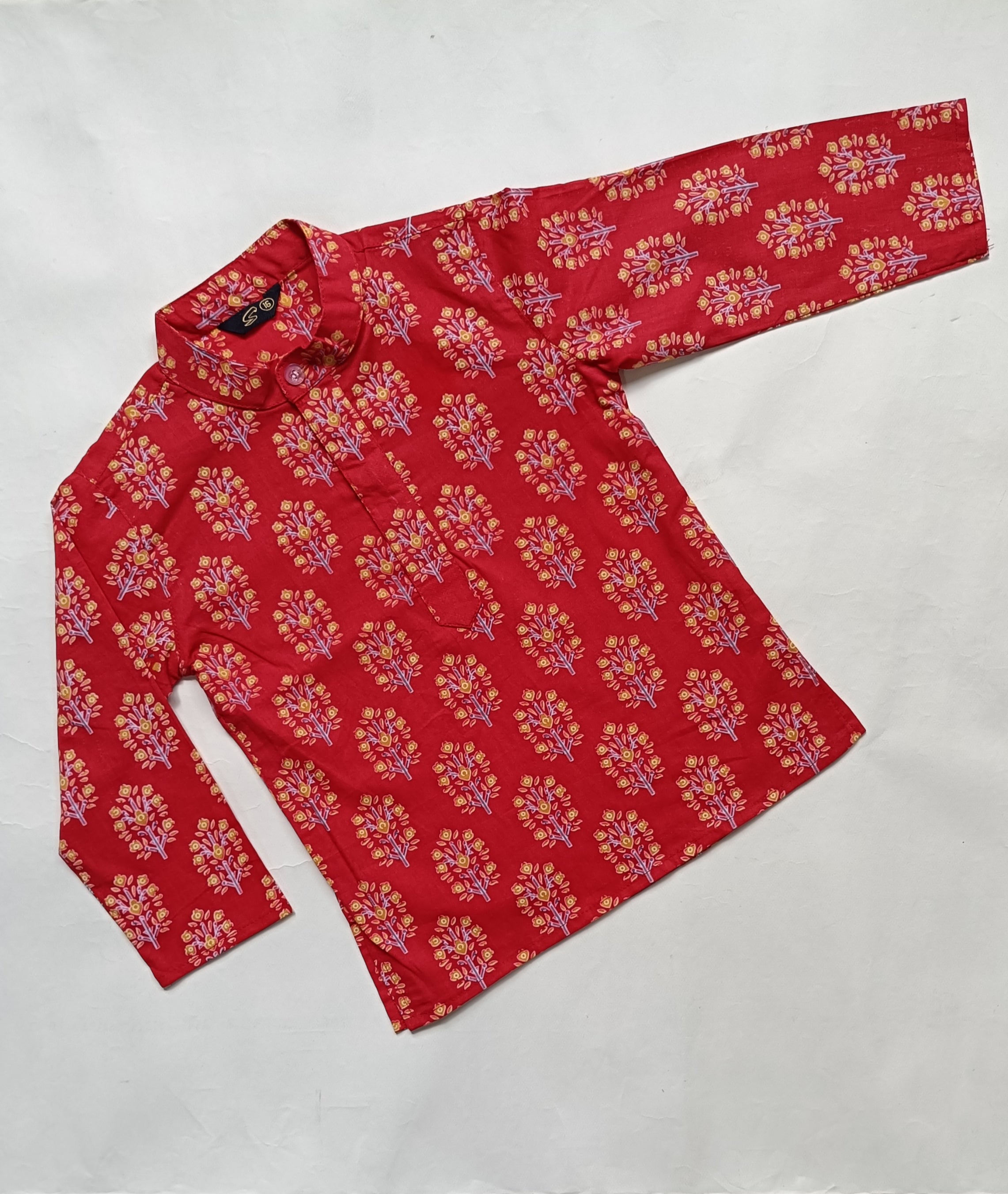 Kurta Pajama Set for Boys | Red Floral