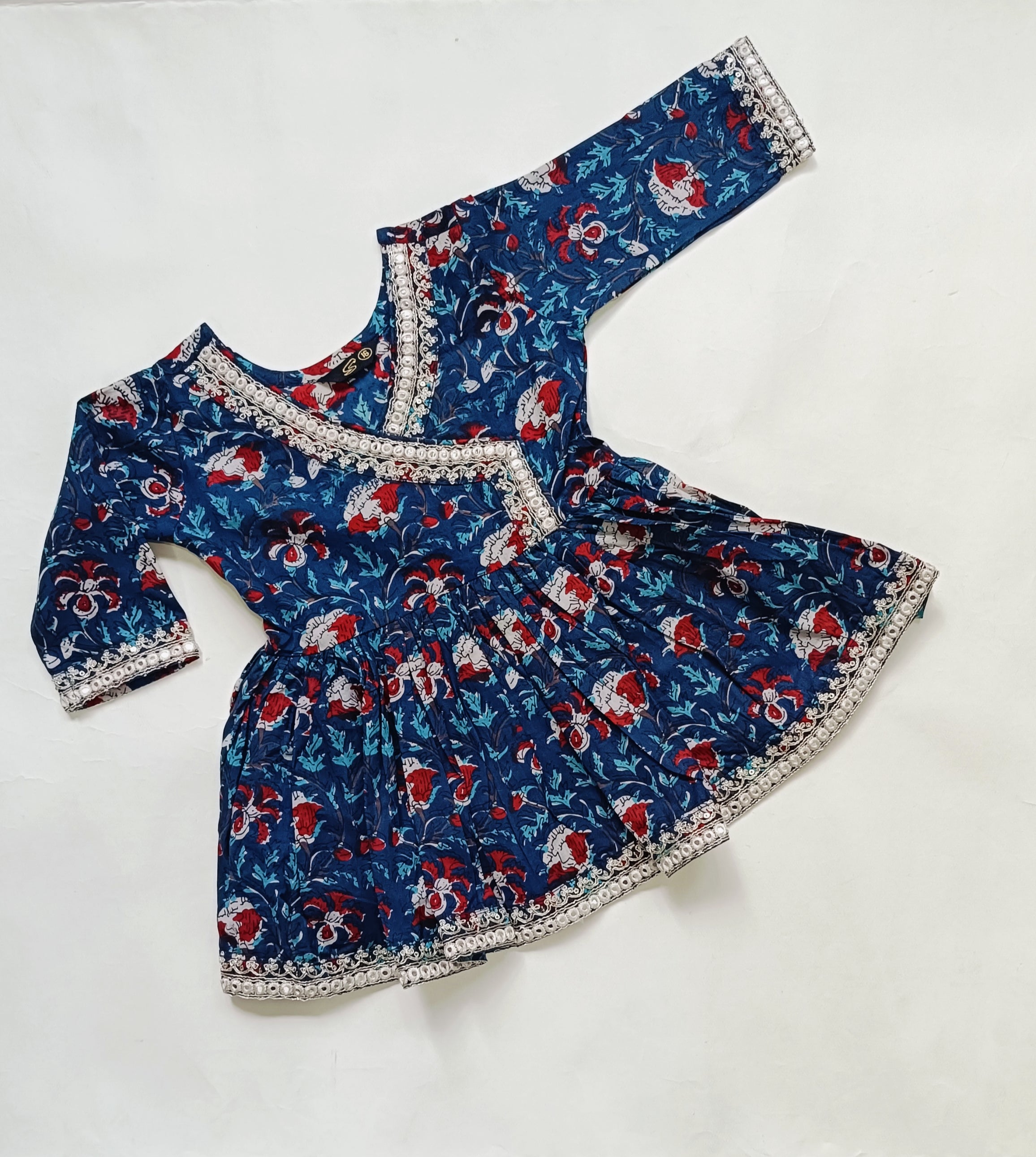 Kurta Set for Girls | Navy Blue Floral