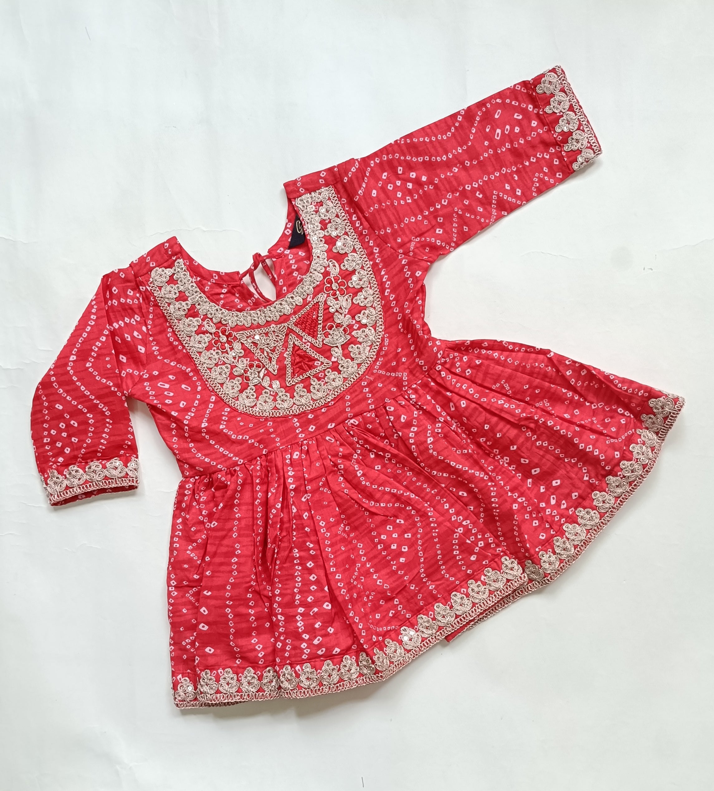 Kurta Set for Girls | Red| Bandhani