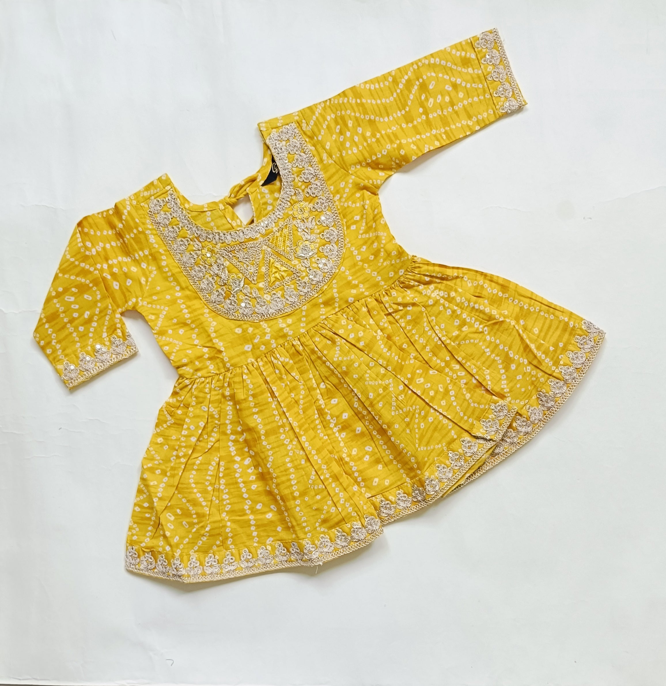 Kurta Set for Girls | Mustard | Bandhani