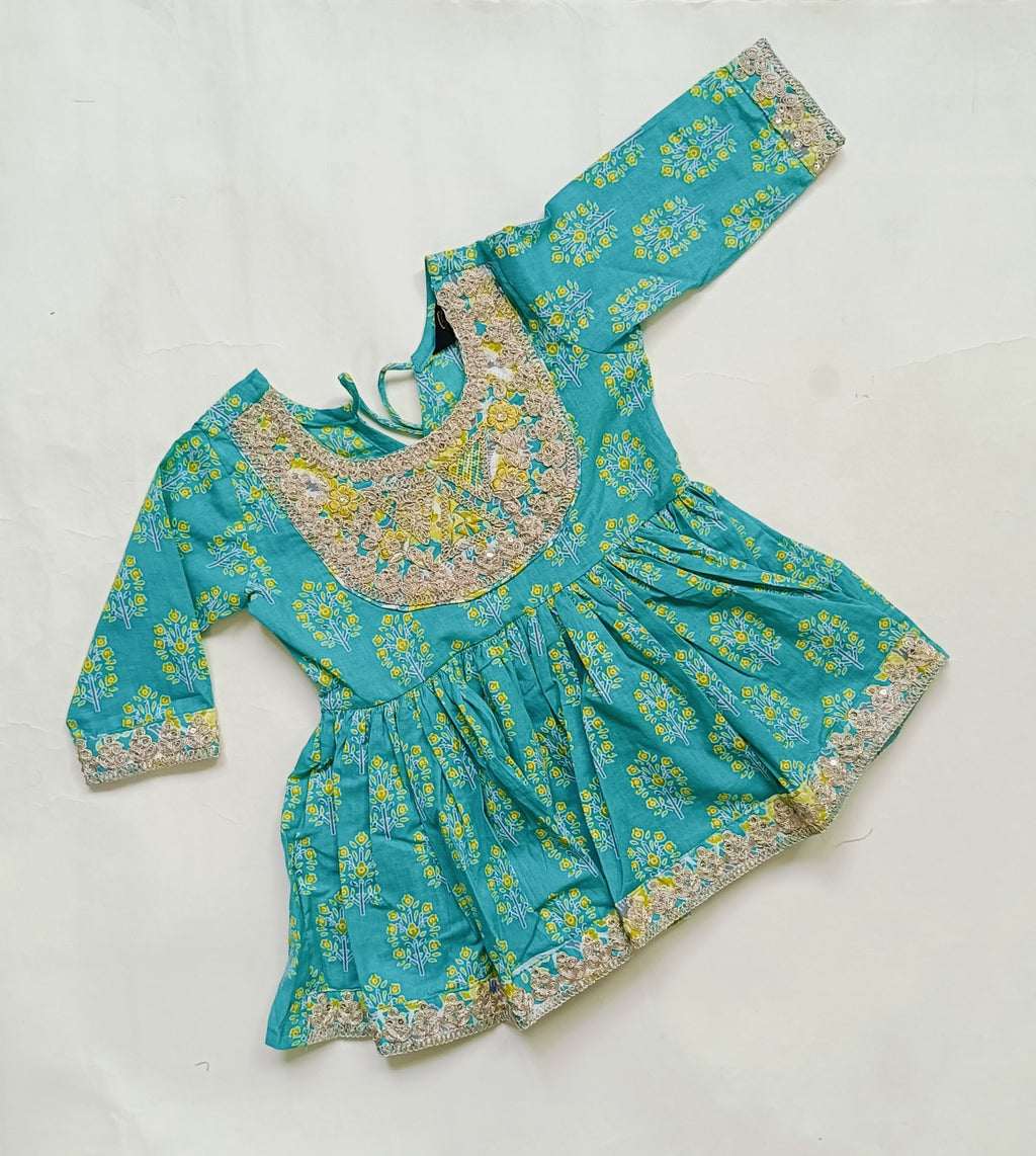 Kurta Set for Girls | Green | Floral
