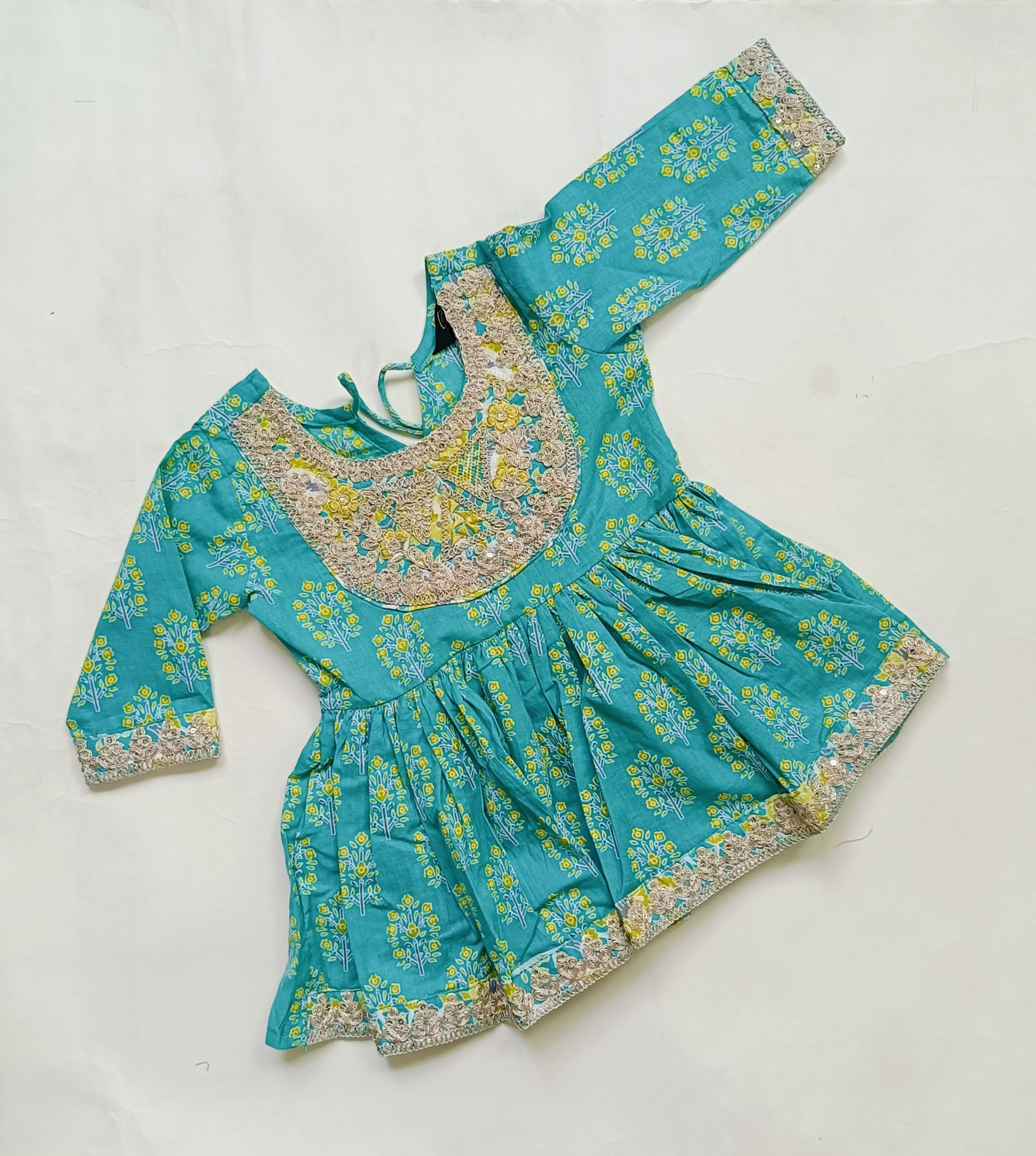Kurta Set for Girls | Green | Floral