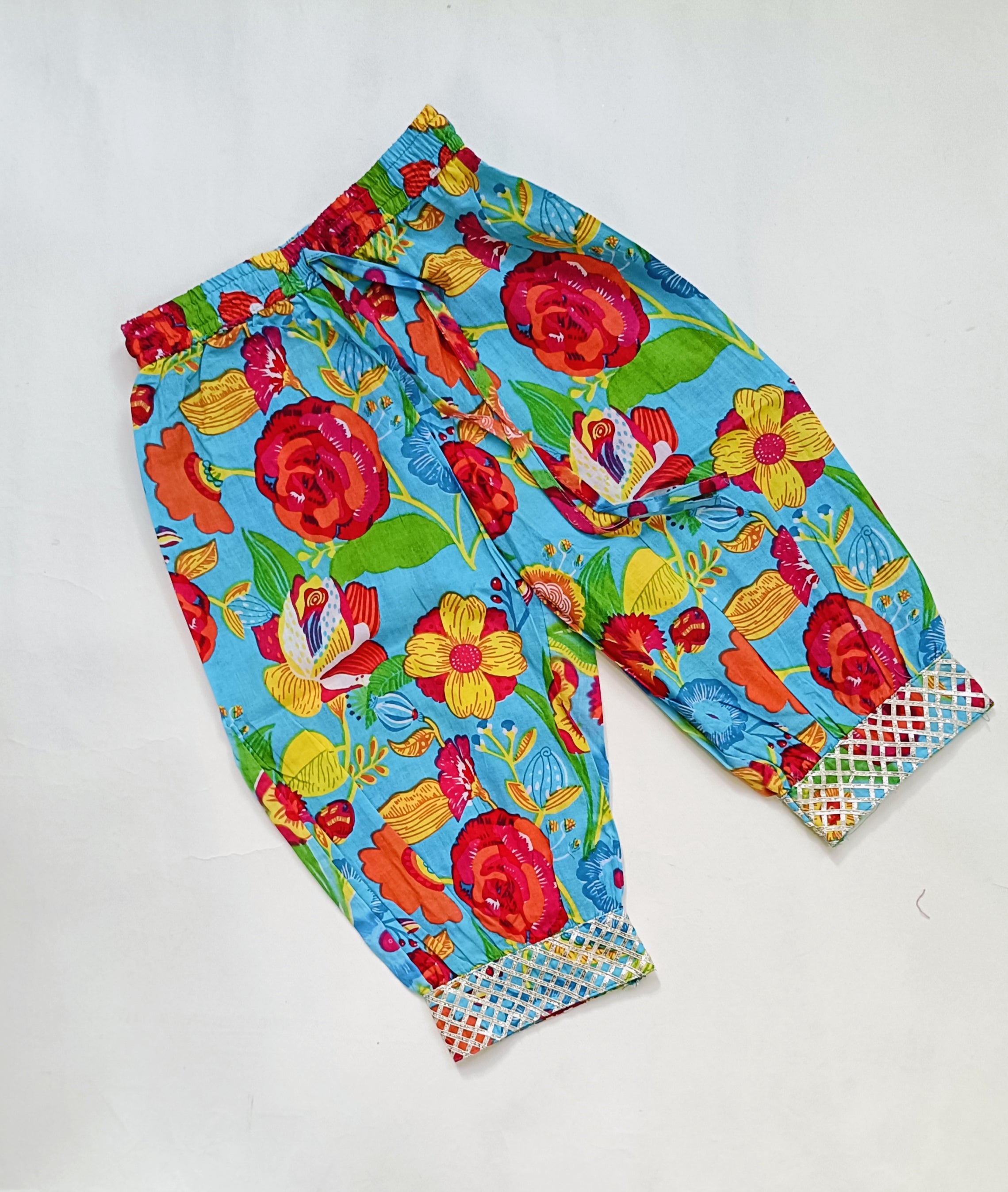Dhoti Set for Girls | Blue Flower