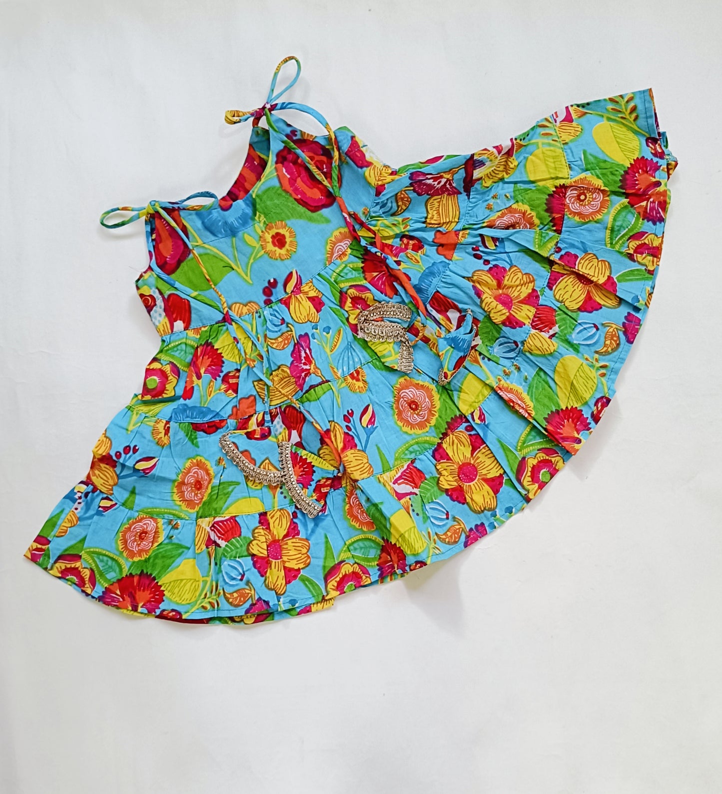 Dhoti Set for Girls | Blue Flower