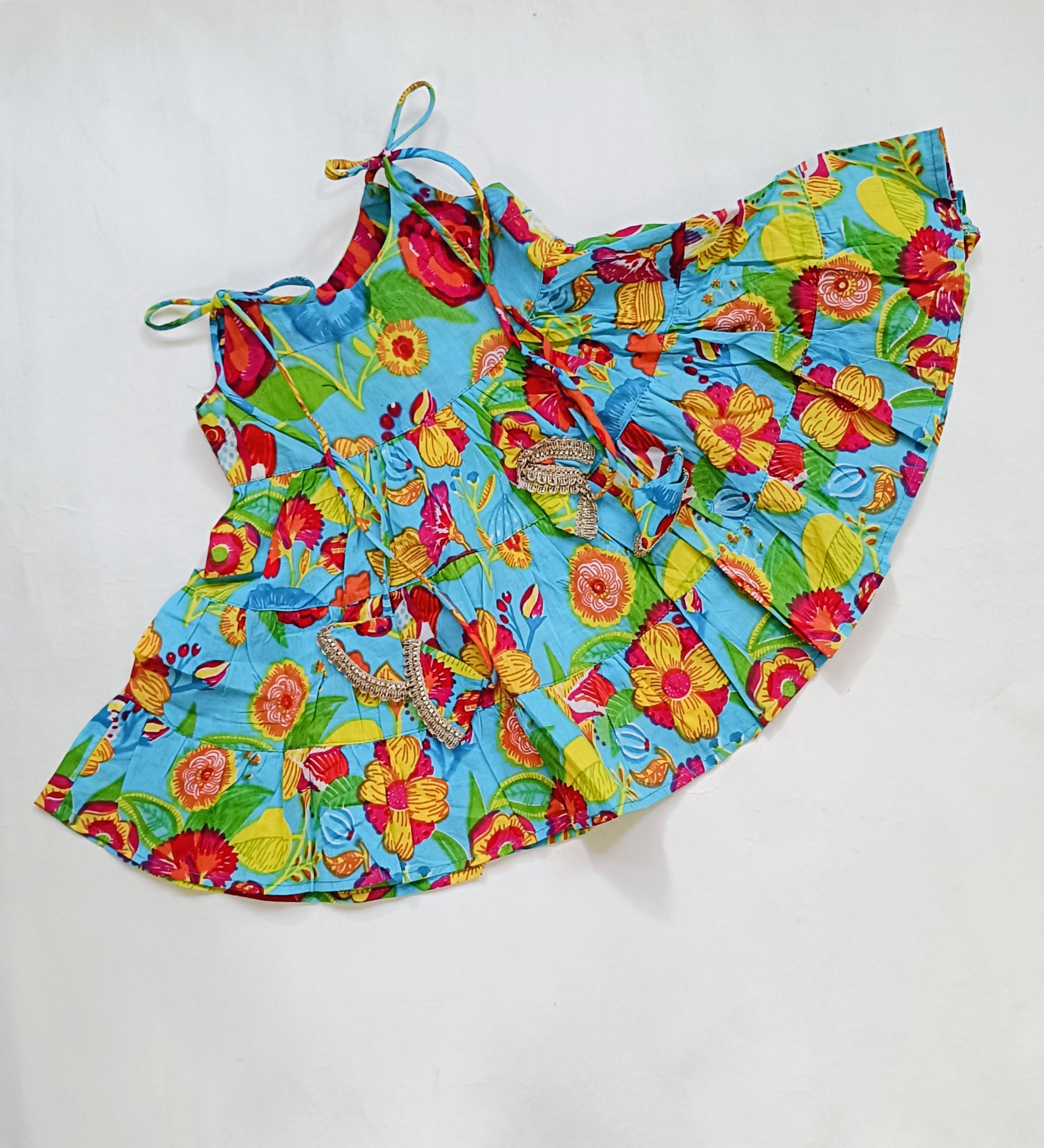 Dhoti Set for Girls | Blue Flower