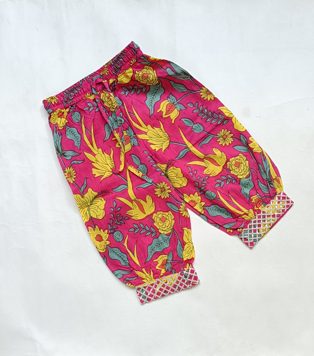 Dhoti Set for Girls | Pink Flower