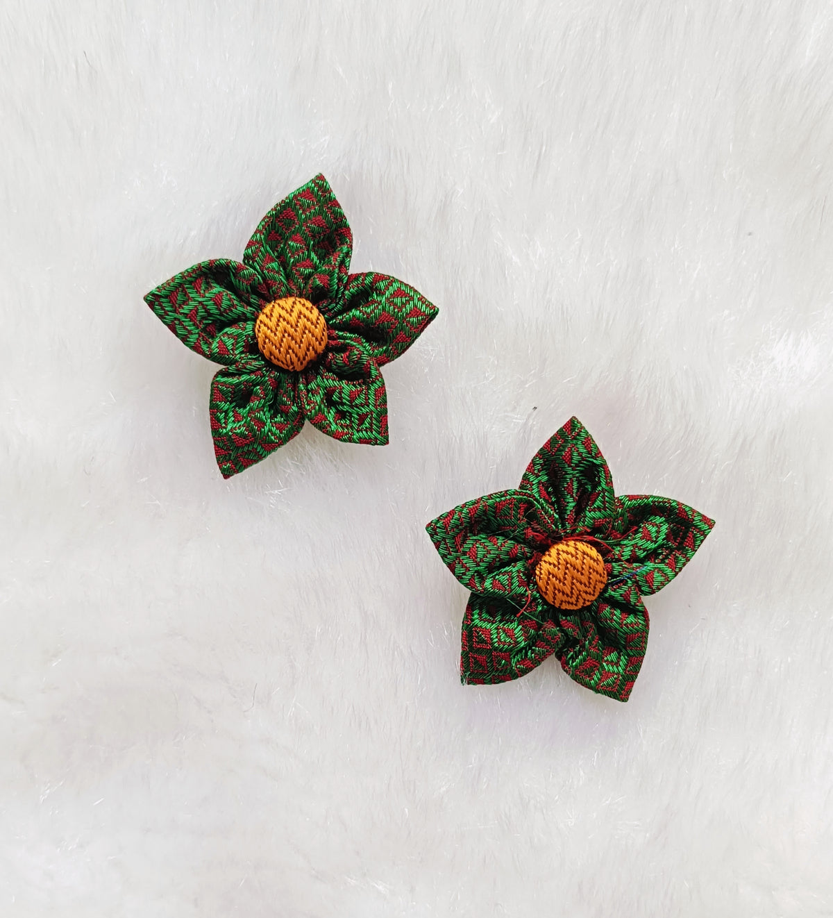 Khan Flower Hair Clip- Parrot Green