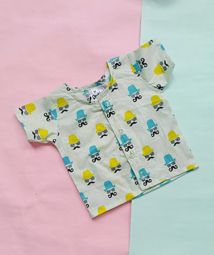 Cotton Night Suits for Babies | Blue & Yellow Hat