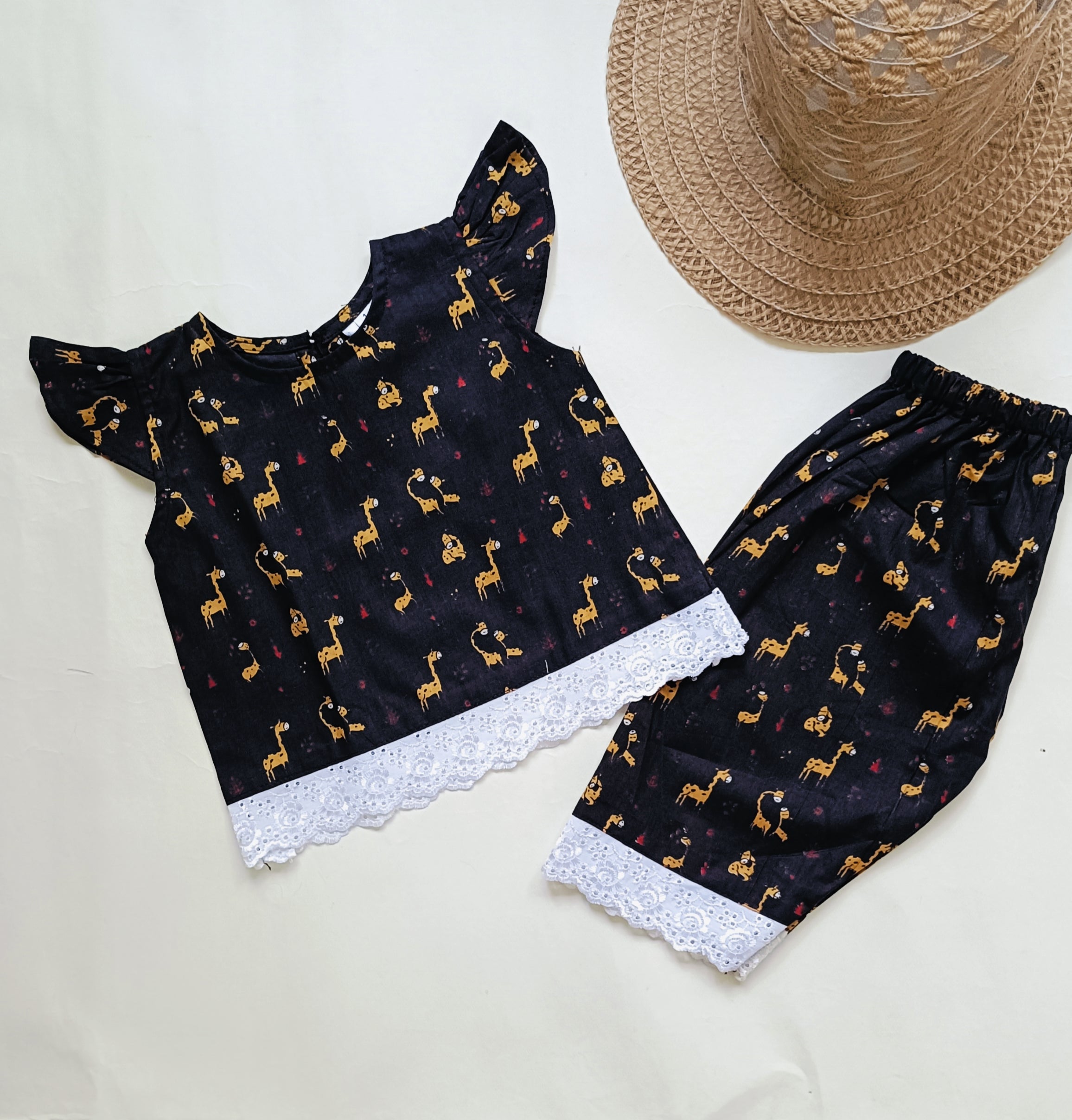 co ord set for Girls | Giraffe | Black