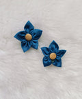 Zari Butti Flower Hair Clip - Blue