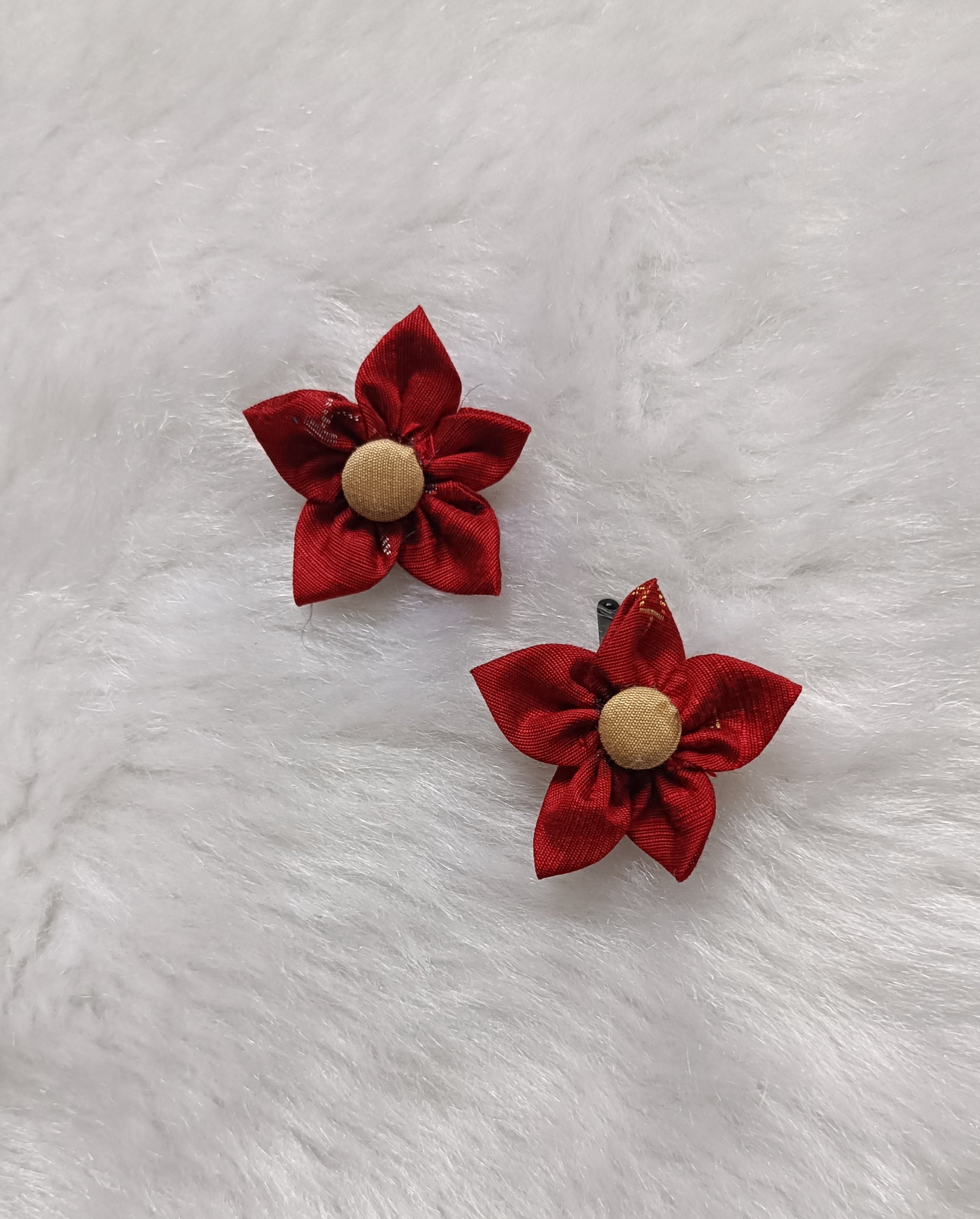 Zari Butti Flower Hair Clip - Marron