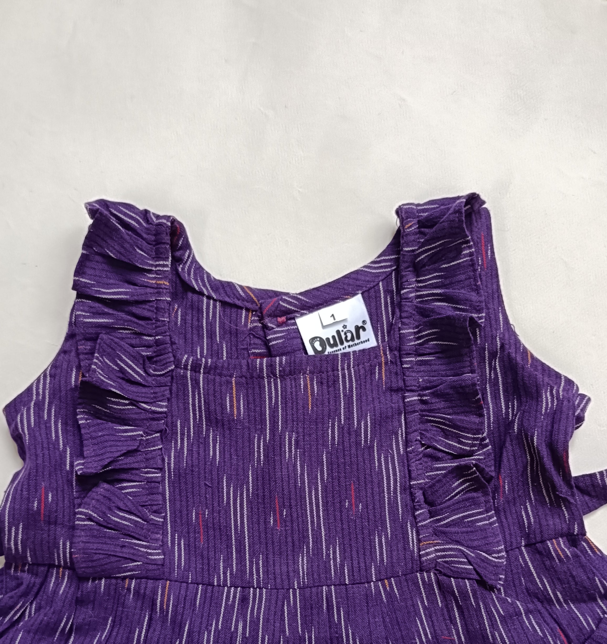 Handloom Ikkat Baby Girl Frock | Purple