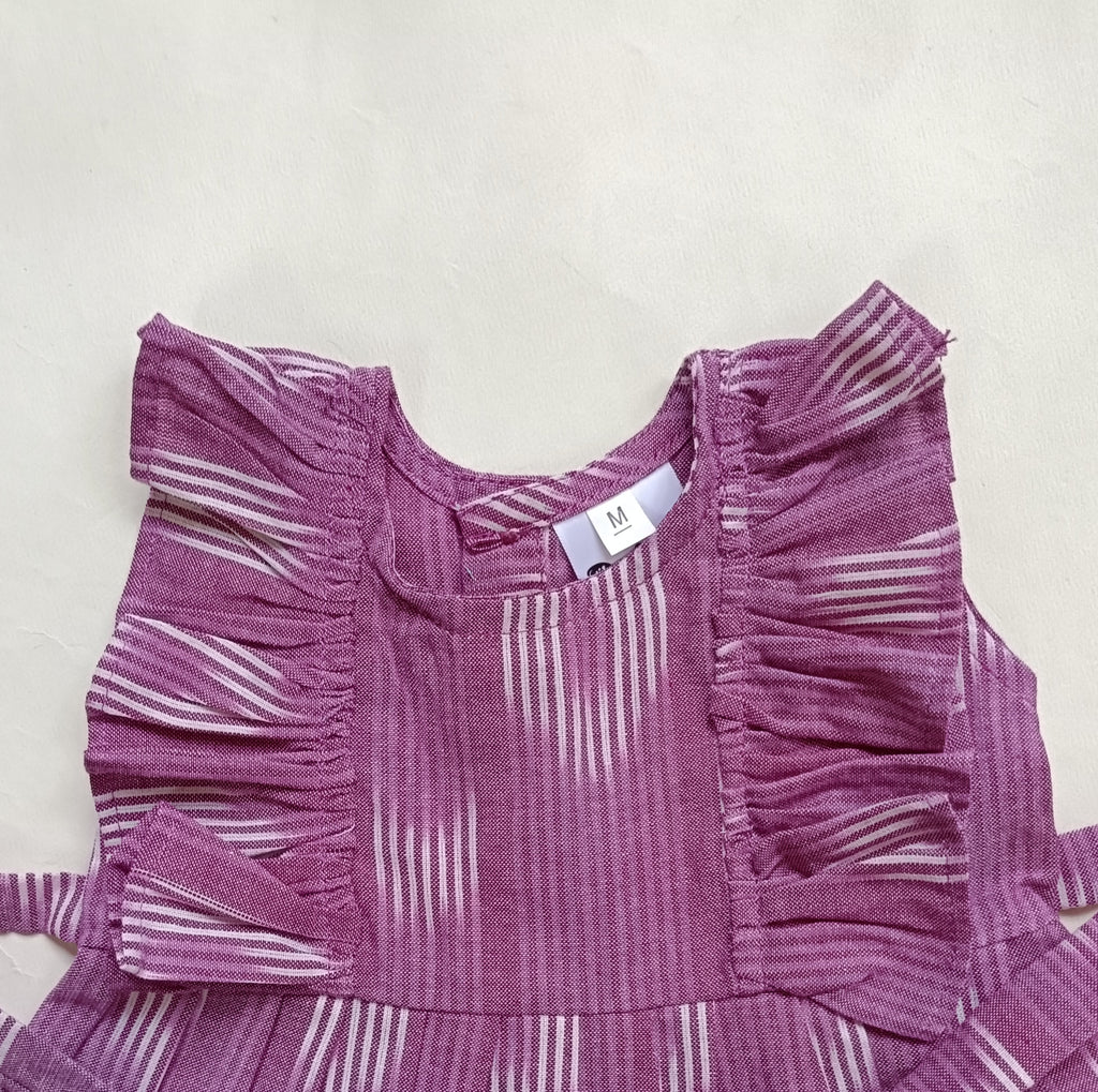 Handloom Ikkat Baby Girl Frock | Lavender