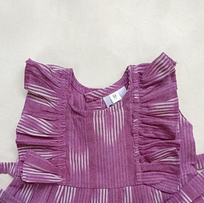 Handloom Ikkat Baby Girl Frock | Lavender