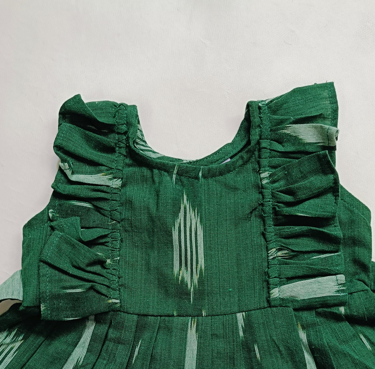 Handloom Ikkat Baby Girl Frock | Green