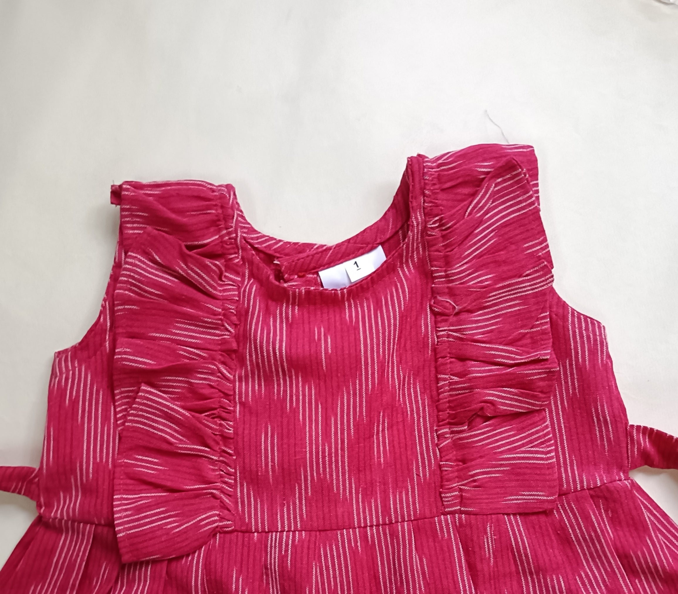 Handloom Ikkat Baby Girl Frock | Pink