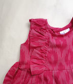 Handloom Ikkat Baby Girl Frock | Pink