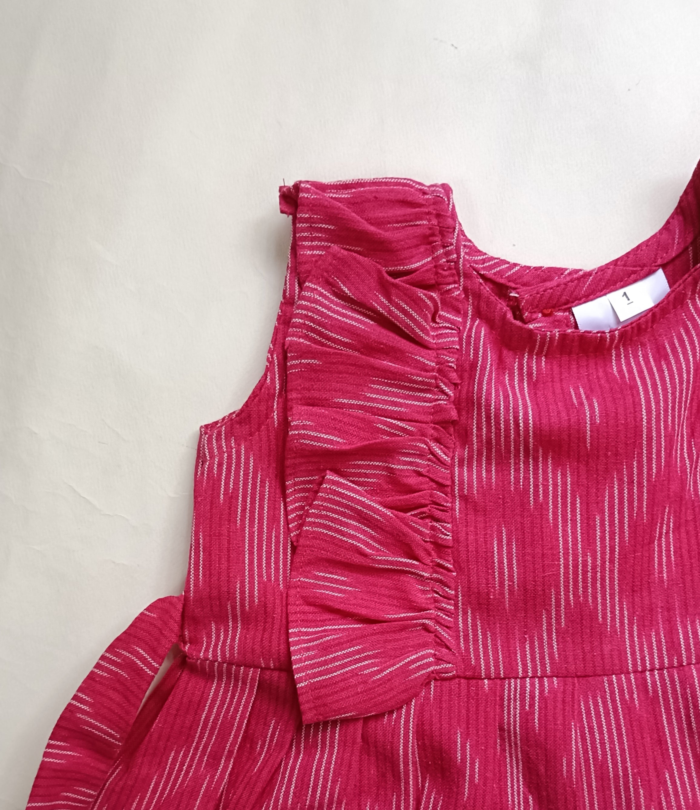 Handloom Ikkat Baby Girl Frock | Pink