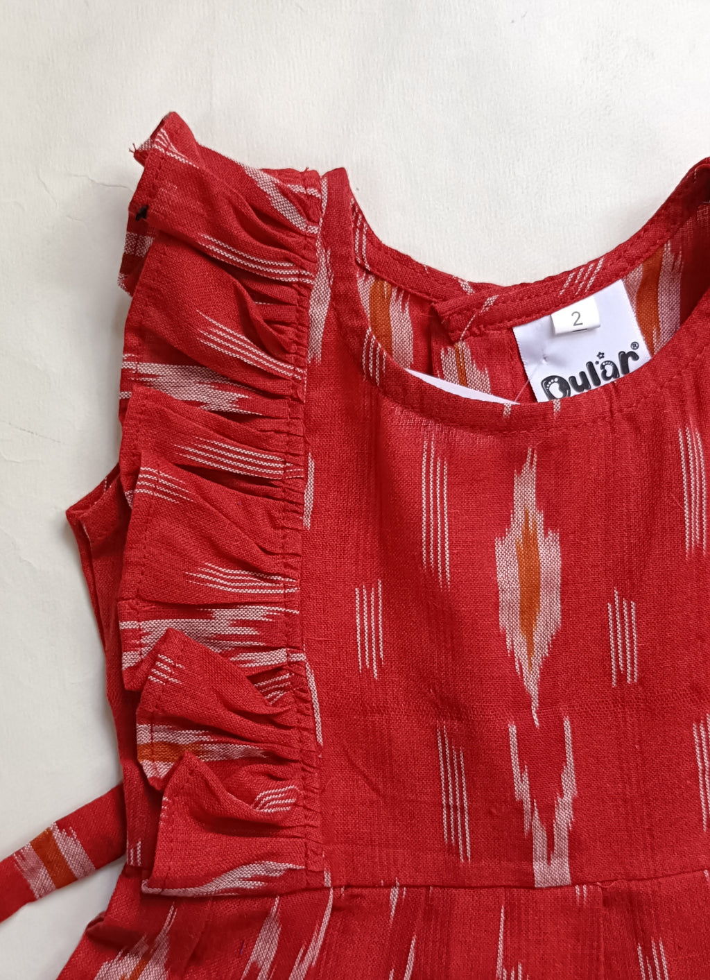 Handloom Ikkat Baby Girl Frock | Red