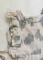 Handloom Ikkat Baby Girl Frock | Off White