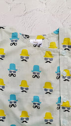 Cotton Short Kurta for Boys | Blue & Yellow Hat